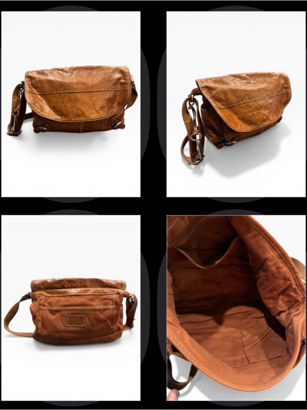 Fossil crossbody Messenger Bag Leather Messenger Bag - Brown